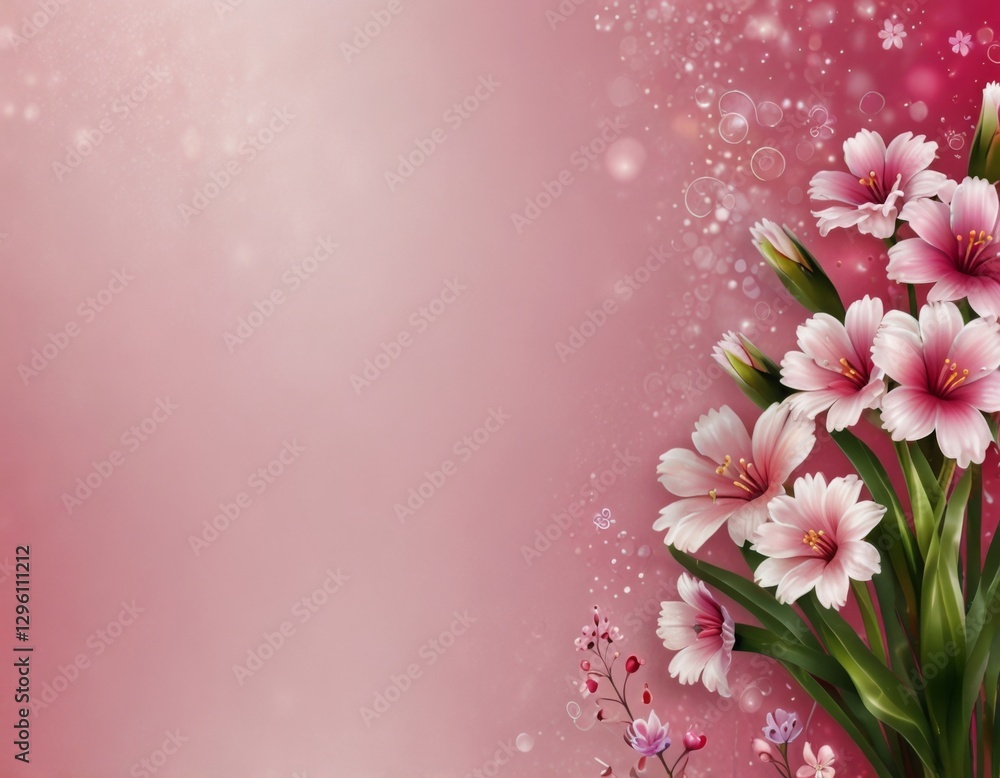 Fototapeta premium abstract pink background with flowers