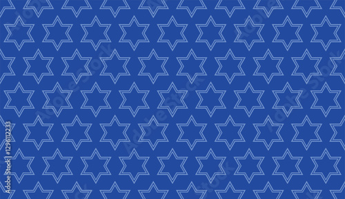 Star of David seamless blue vector background. Stylish vector repeating pattern with a Six-pointed star.
