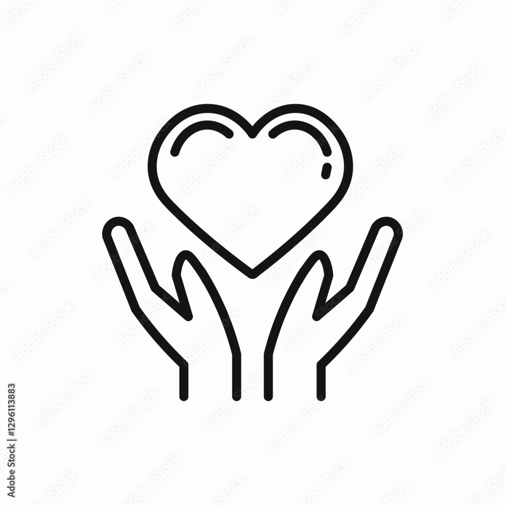 Open hands with heart icon vector sign Open hands with heart icon vector sign