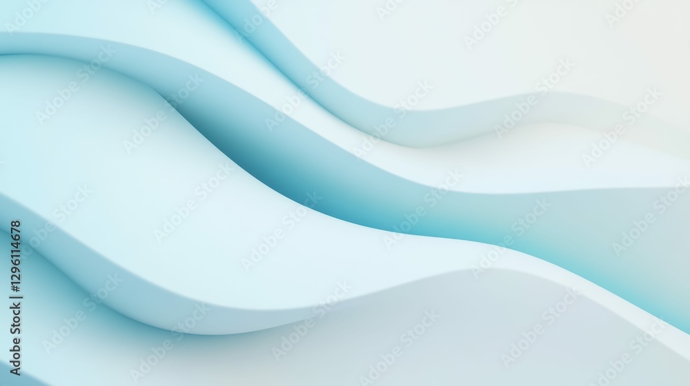 Fototapeta premium Abstract waves of light blue and white curves for modern background design
