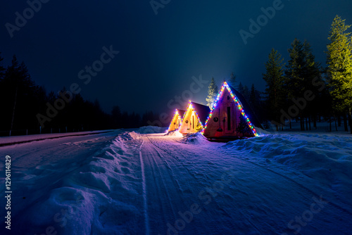 beautiful houses with Lapland style near Rovaniemi
