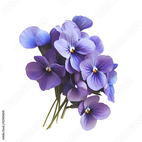 violet flowers isolated on white background