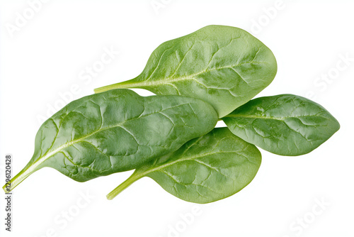 Fresh and crisp spinach leaves isolated on white background, showcasing their vibrant green color and healthy appearance. Perfect for salads and cooking