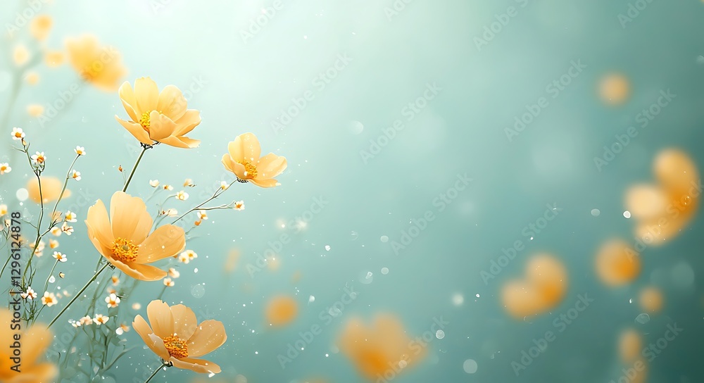Nature's delicate flora vibrant yellow flowers in a serene environment Nature's delicate flora vibrant yellow flowers in a serene environment