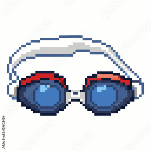 Retro Pixel Art Swimming Goggles Design for Digital and Print Media