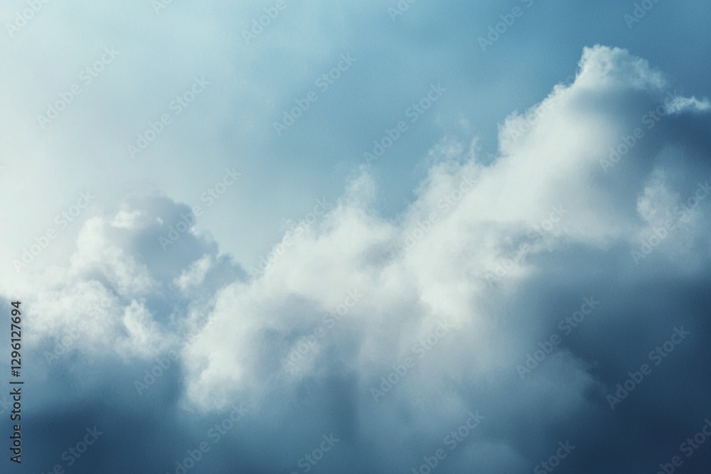 Airplane flying in a clear blue sky with soft clouds and misty background scenery Airplane flying in a clear blue sky with soft clouds and misty background scenery