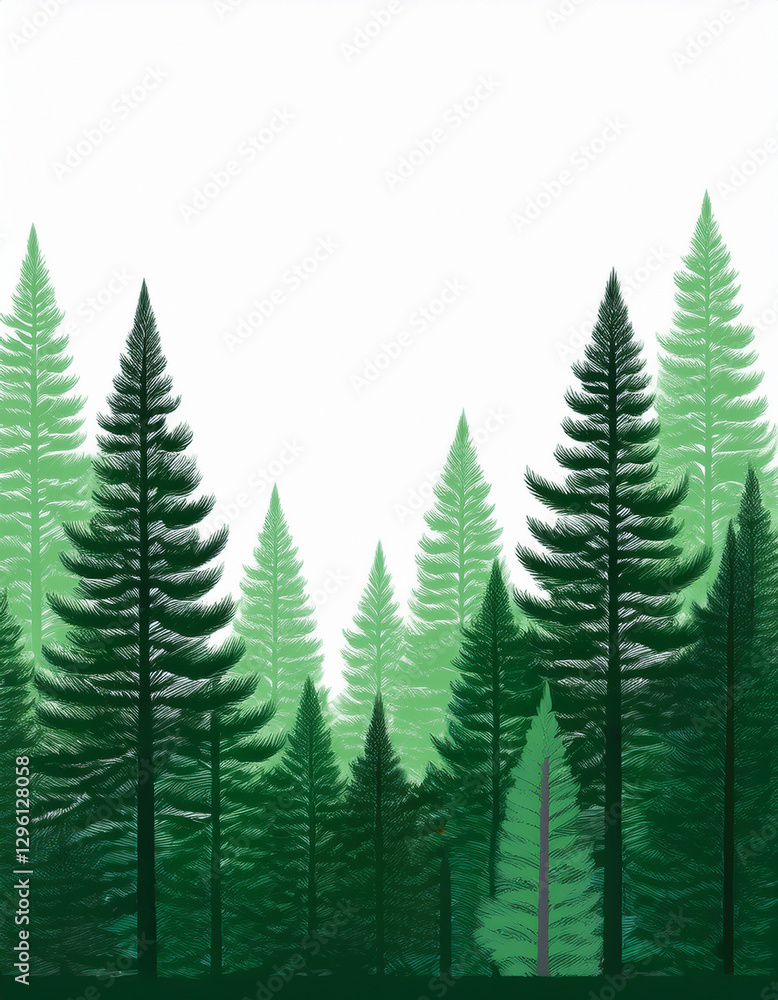 Obraz premium Trees illustration sketch isolated on white background, part 37