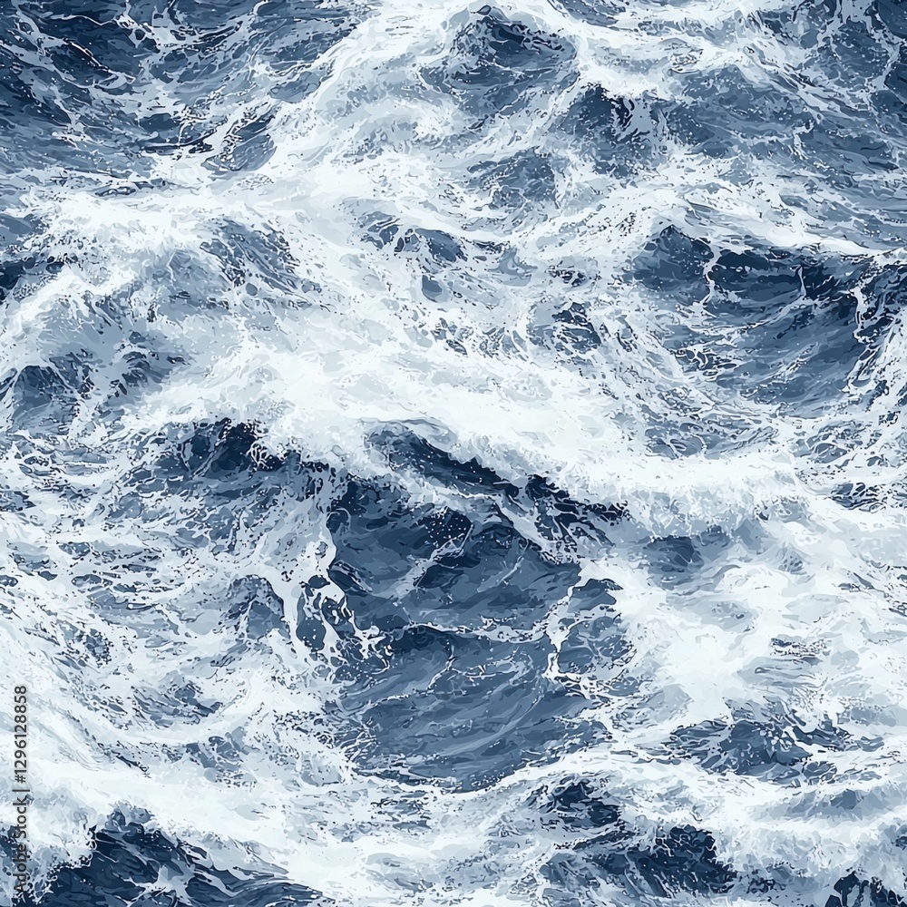Seamless ocean pattern background with large body of water in vivid blue tones and textures Seamless ocean pattern background with large body of water in vivid blue tones and textures