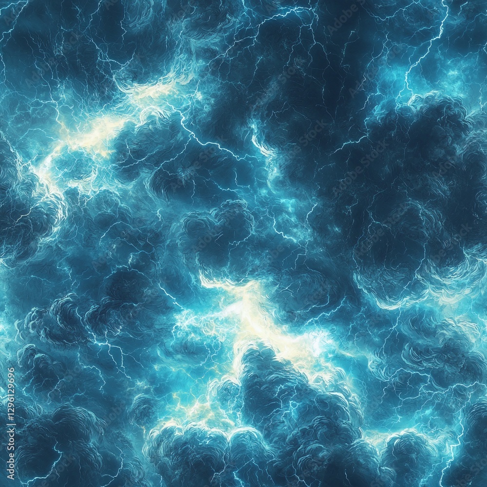 Seamless background wallpaper featuring blue and white thunderstorm and lightning pattern design Seamless background wallpaper featuring blue and white thunderstorm and lightning pattern design
