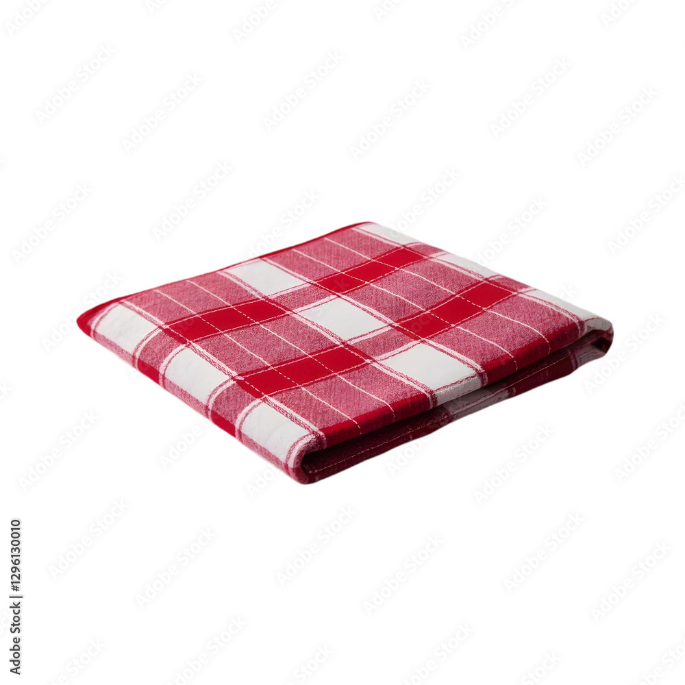 Plaid red and white cloth on transparent background Plaid red and white cloth on transparent background