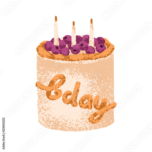 Birthday cake with festive candles and berries. Sweet bento dessert with deco...