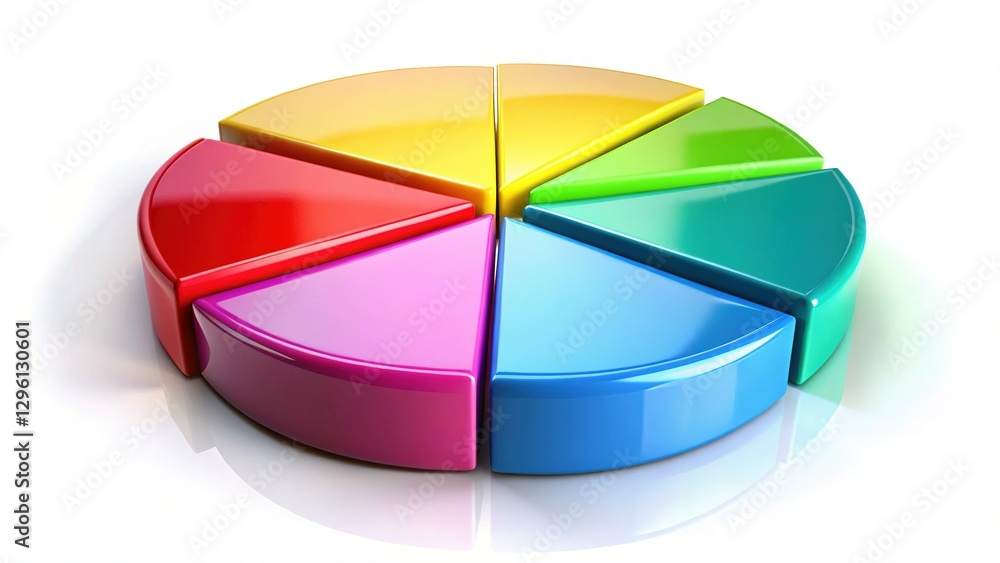Fototapeta premium Colorful Four-Section Pie Chart on White Background - Data Visualization Graphic