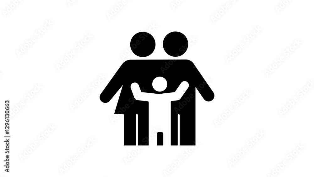 family cute symbol, black isolated silhouette family cute symbol, black isolated silhouette