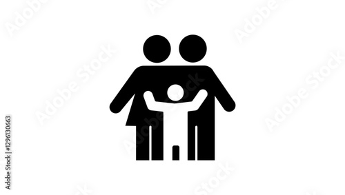 family cute symbol, black isolated silhouette