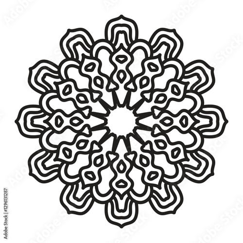 Mandala. Black and white decorative element. 