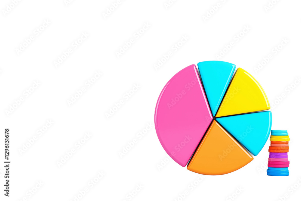 Fototapeta premium digital finance pie chart, investment concept, vector infographic, soft color palette, isolated without background