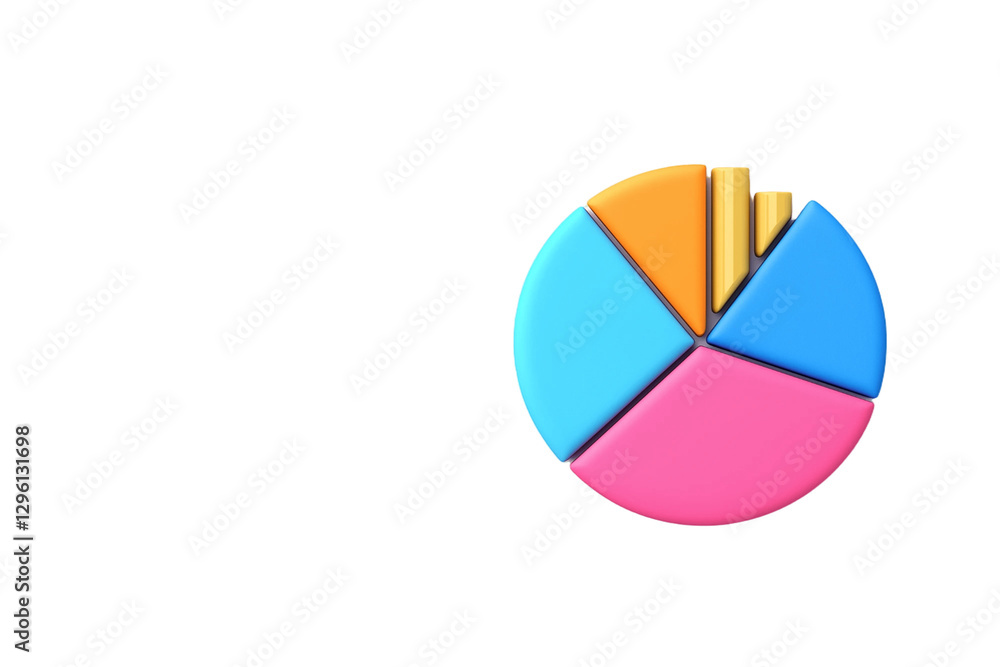 Obraz premium digital finance pie chart, investment concept, vector infographic, soft color palette, isolated without background