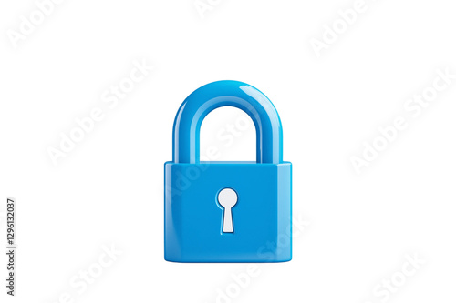 Free Download digital lock icon, cyber security symbol, holographic effect, metallic and blue, isolated on white background png cut - GFXLoad
