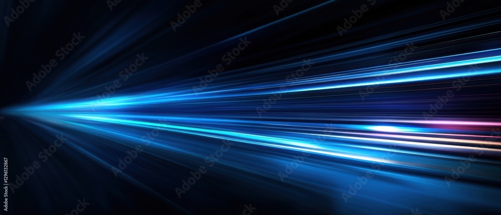 Abstract blue light trails with motion blur effect, representing speed and futuristic technology concept Abstract blue light trails with motion blur effect, representing speed and futuristic technology concept