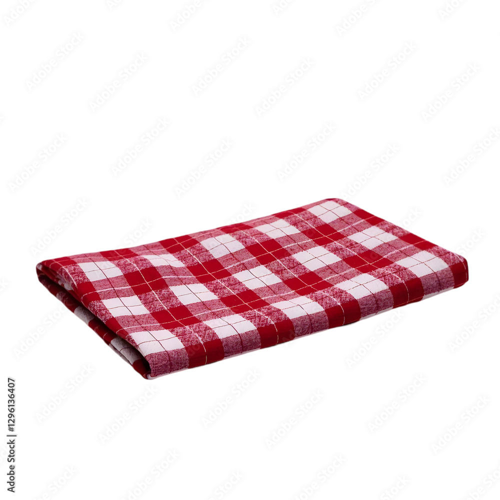 Plaid red and white cloth on transparent background Plaid red and white cloth on transparent background