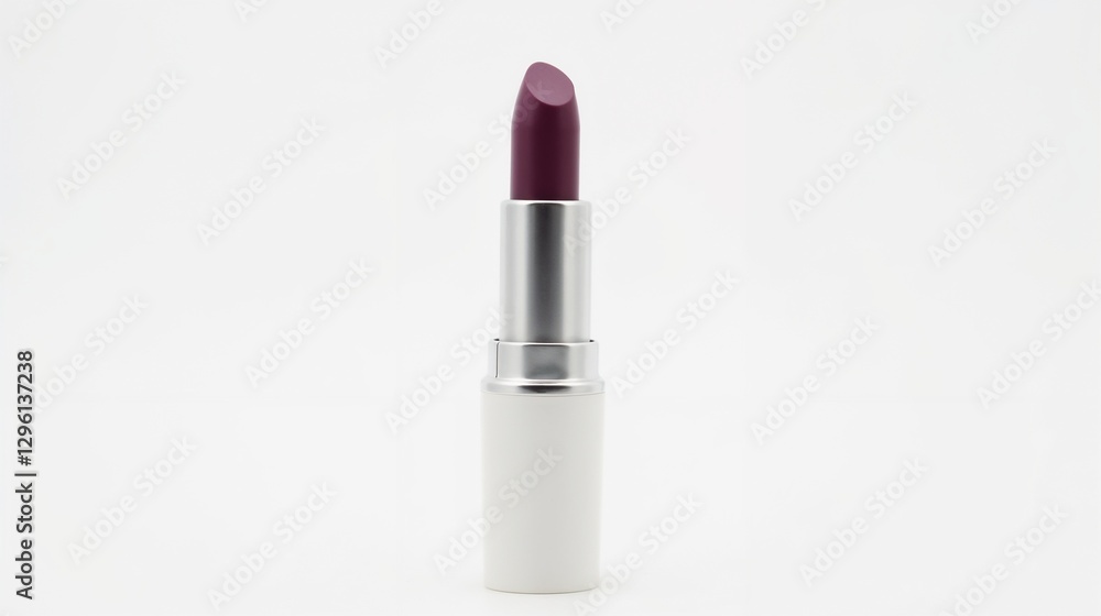 Vibrant dark purple lipstick with sleek packaging displayed against a clean background Vibrant dark purple lipstick with sleek packaging displayed against a clean background