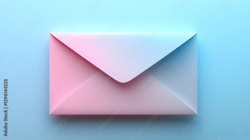 Pastel Pink and Blue Gradient Envelope on Light Blue Background Pastel Pink and Blue Gradient Envelope on Light Blue Background