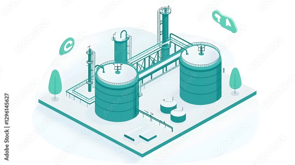 Industrial Factory Complex with Storage Tanks and Eco-Friendly Technology in Modern Design Industrial Factory Complex with Storage Tanks and Eco-Friendly Technology in Modern Design