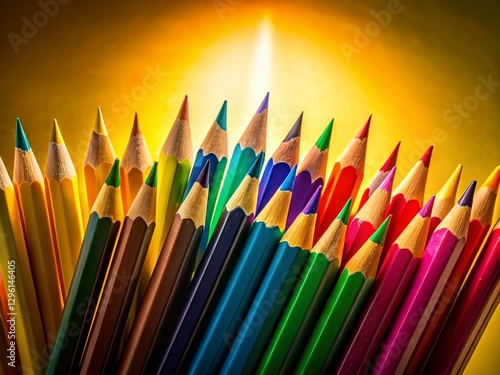 Back to School: Colorful Pencil Silhouette on Yellow
