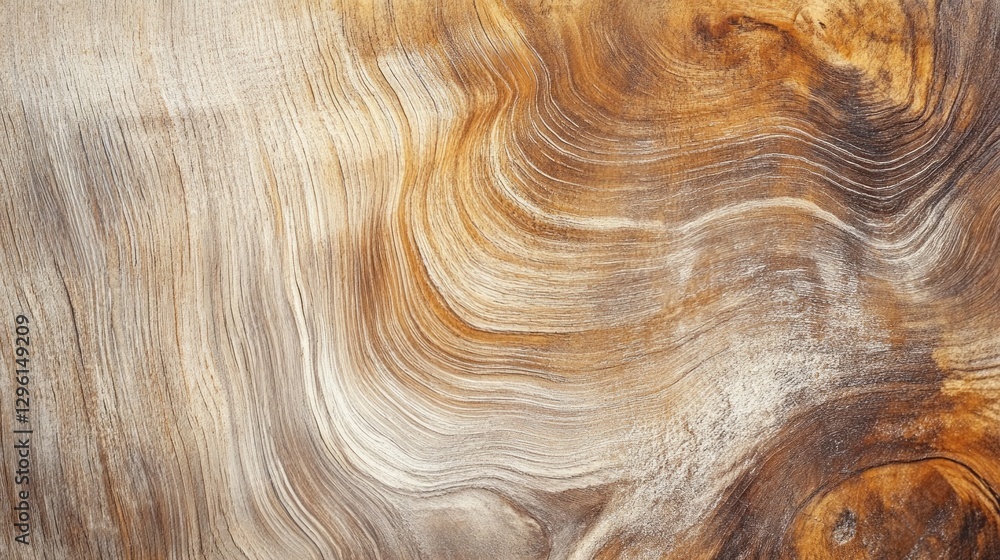 Naklejka premium The warm tones of this wood feature intricate patterns, with smooth curves and swirls that evoke a sense of nature's artistry, inviting touch and admiration