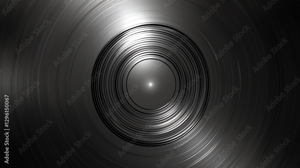 Abstract pattern of concentric circles in metallic gray with a shiny, reflective surface. Abstract pattern of concentric circles in metallic gray with a shiny, reflective surface.