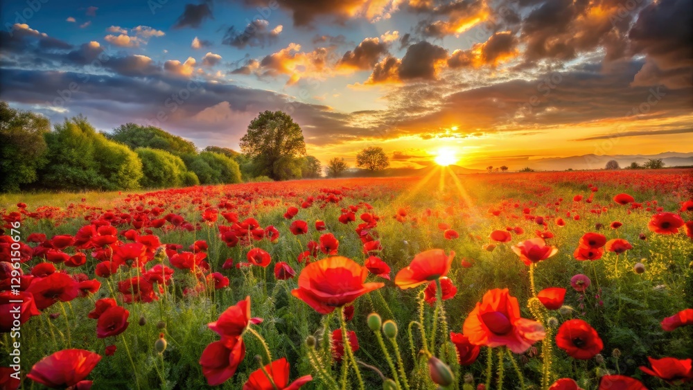 Crimson sunset paints a vibrant landscape, blood-red mallows ablaze. Crimson sunset paints a vibrant landscape, blood-red mallows ablaze.