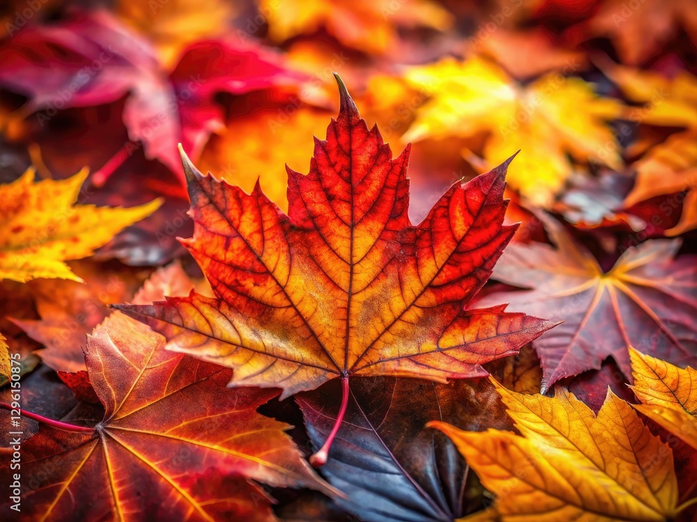 Crisp macro shot of vibrant autumn leaves, showcasing detailed texture and sharp focus in natural light. Crisp macro shot of vibrant autumn leaves, showcasing detailed texture and sharp focus in natural light.