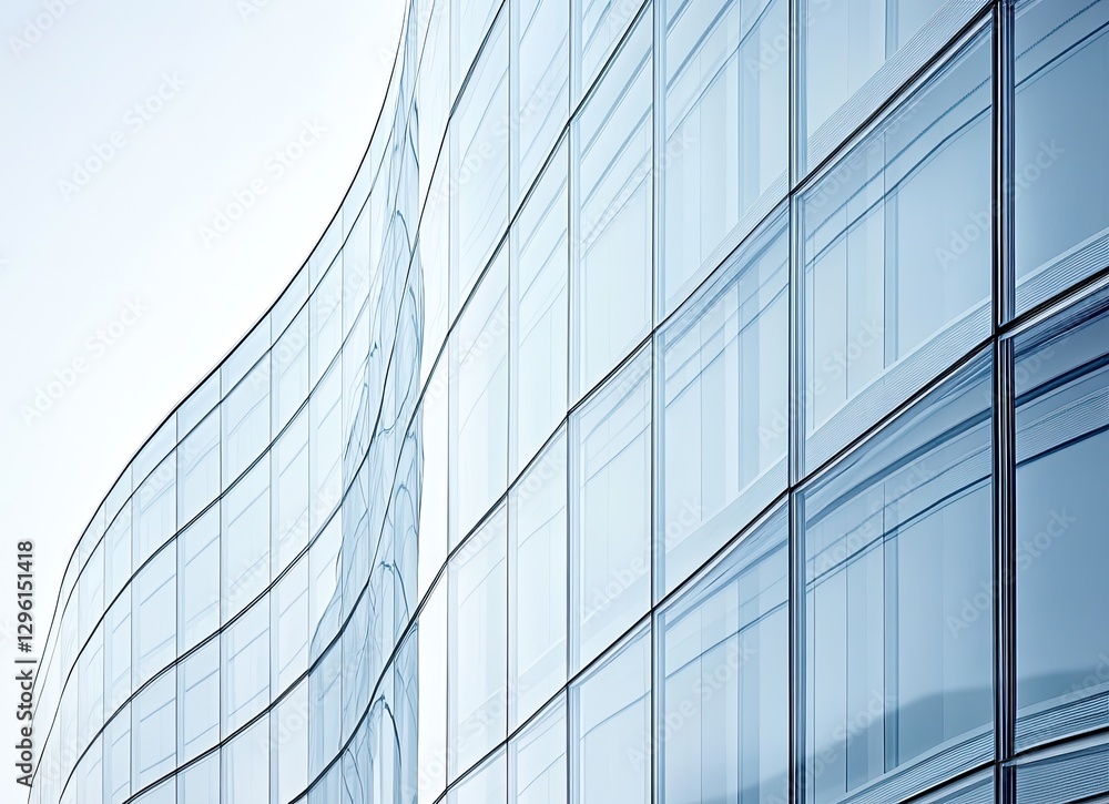 Modern glass facade of a curved building Modern glass facade of a curved building