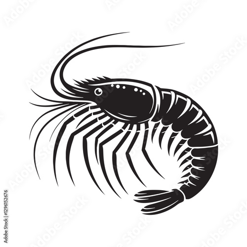Hazy Krill silhouette, barely visible in the vast blue - Krill illustration - Minimalist Krill vector 