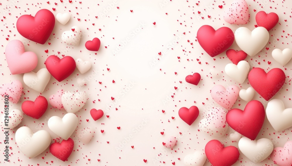 Pink and red hearts scattered background design Pink and red hearts scattered background design