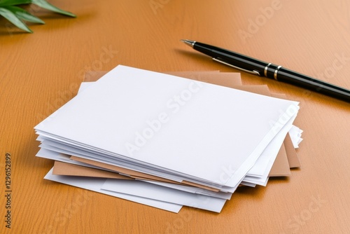 Wallpaper Mural A pile of white and brown envelopes on the table, close-up, professional photography, studio lighting, high-resolution photography, insanely detailed, fine details, isolated plain background, Torontodigital.ca