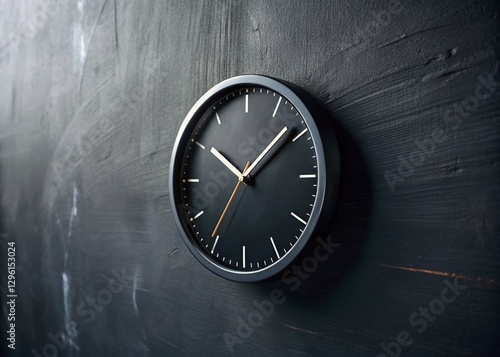 Wallpaper Mural Black Wall Clock Showing Nine O'Clock on Black Chalkboard Background - Stock Photo Torontodigital.ca