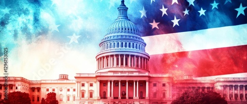 Wallpaper Mural Historical building surrounded by American flag reflecting national identity and heritage in Washington DC Torontodigital.ca