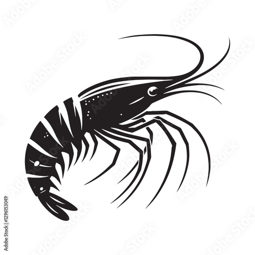 Silent Krill silhouette, moving unseen beneath the waves - Krill illustration - Minimalist Krill vector