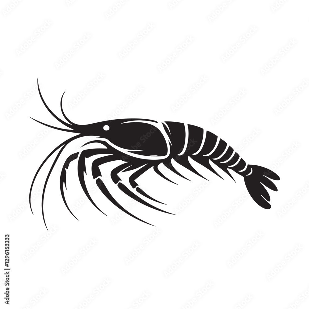 Fototapeta premium Ethereal Krill silhouette, a drifting shadow in the abyss - Krill illustration - Minimalist Krill vector