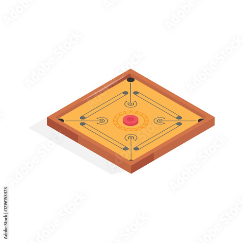 Traditional wooden carrom board, fun multiplayer indoor game.