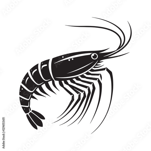 Vital Krill silhouette, the lifeblood of the deep - Krill illustration - Minimalist Krill vector