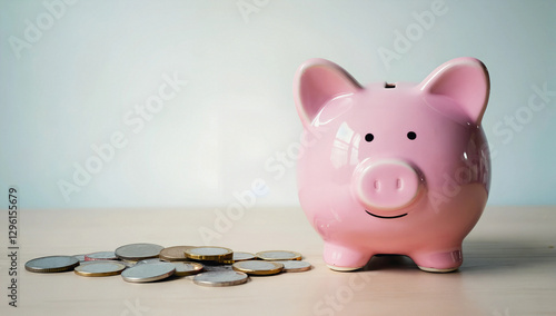 Financial Growth & Savings Concept – Pink Piggy Bank Overflowing with Coins | Banking, Investment & Personal Finance