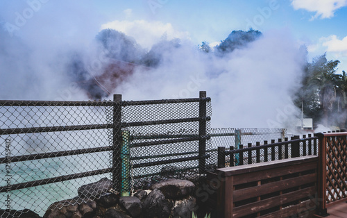 Oniyama Jigoku, Japanese hot springs is the famous natural hot springs in Beppu, Japan photo