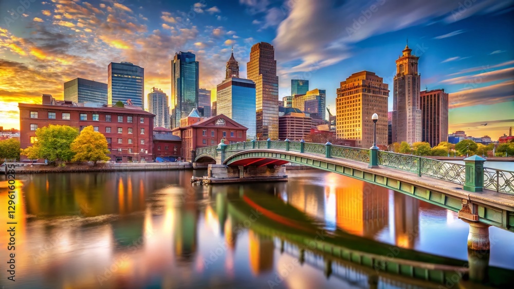 Obraz premium Boston's Iconic Bridge: High-Resolution Stock Photo of a City Landmark