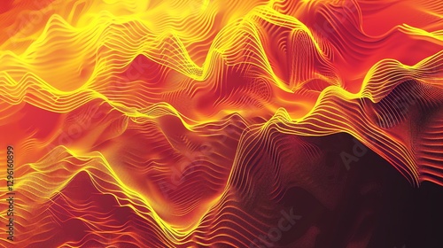 Wallpaper Mural Abstract background with glowing yellow lines on an orange and red surface. Torontodigital.ca