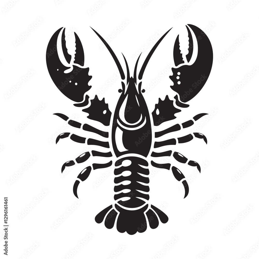 Obraz premium Shadowy Lobster silhouette, a mysterious ocean dweller - Lobster illustration - Minimalist Lobster vector 