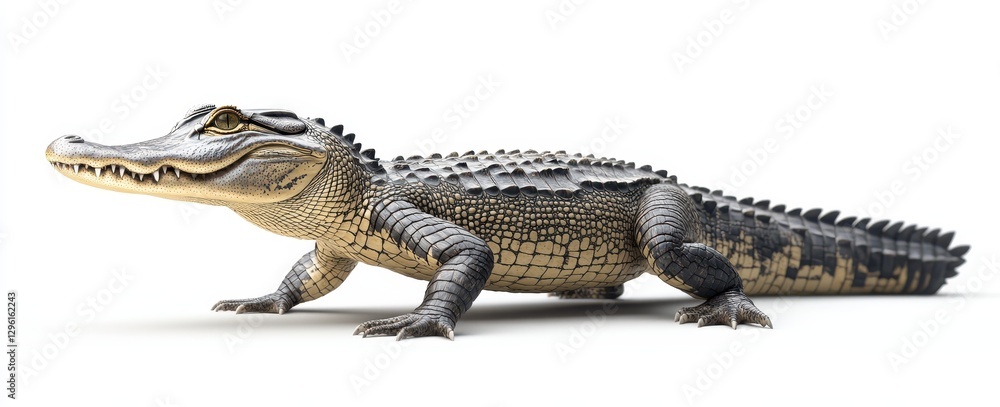 Realistic crocodile model on a light background showcasing intricate textures and detailed features, perfect for educational and wildlife themes Realistic crocodile model on a light background showcasing intricate textures and detailed features, perfect for educational and wildlife themes