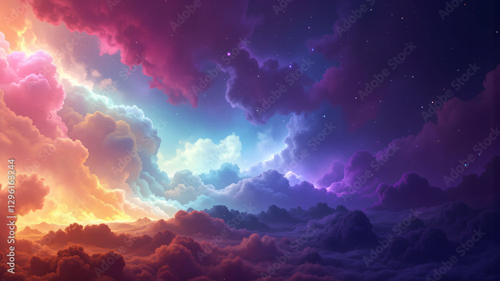 Fototapeta premium colorful and sky with beautiful clouds and dramatic light