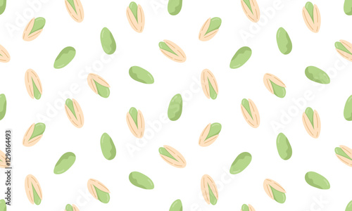 Pistachio seamless pattern. Nuts and seeds background design. Vegan food ingredients. Vector illustration